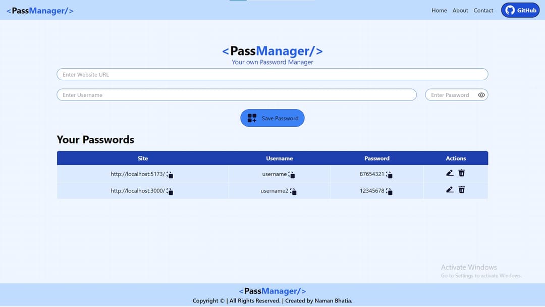 Password Manager Website